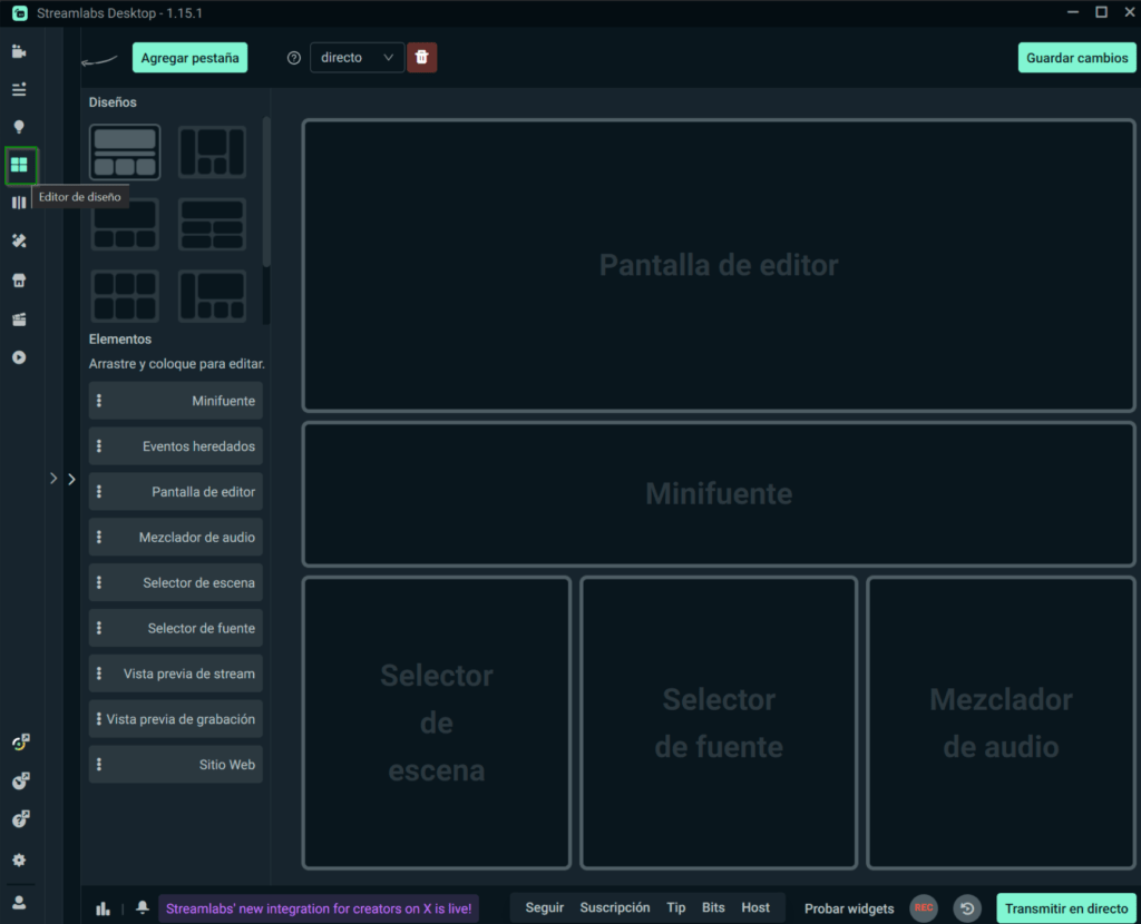 como crear escena en OBS Streamlabs